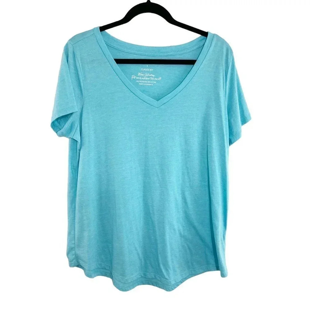 Torrid Blue V Neck Tee Shirt Women's Plus Size 1X